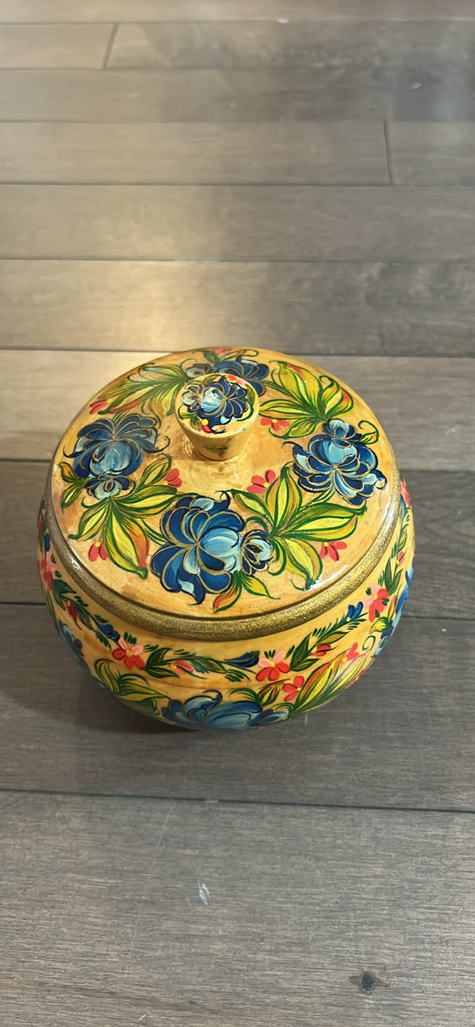 Hand-Painted Wooden Trinket Box