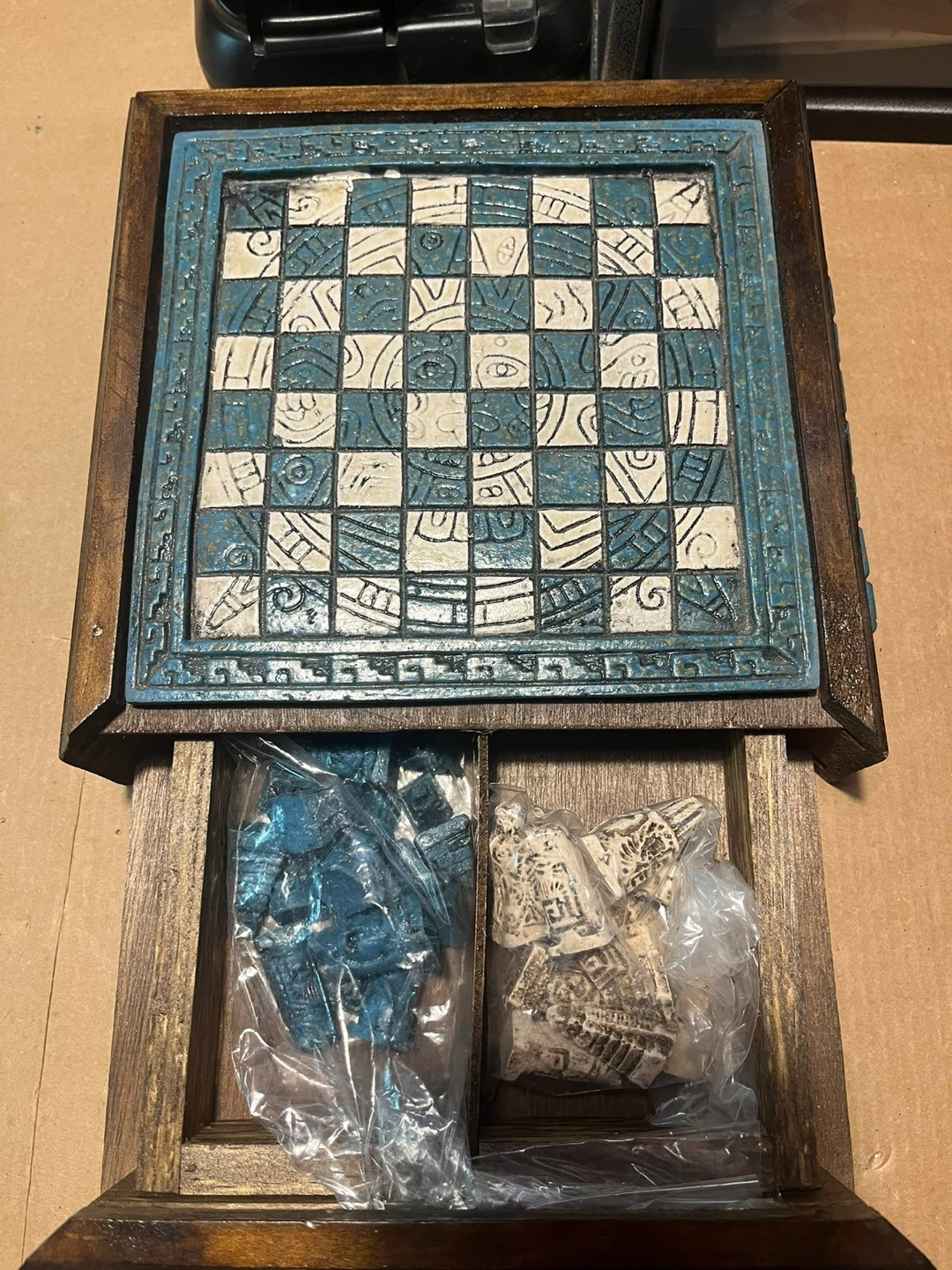Wooden Decorative Chess Set with Drawer