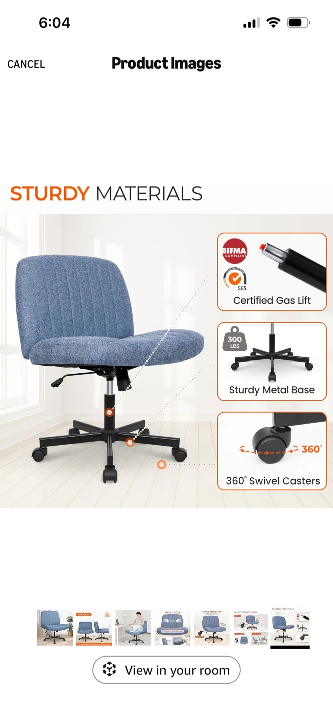Blue Fabric Office Chair - photo 5