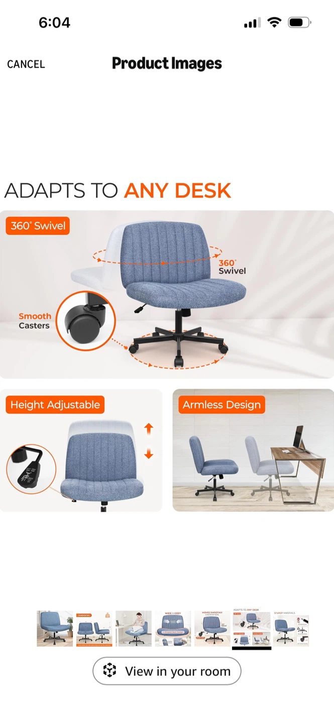 Blue Fabric Office Chair - photo 4