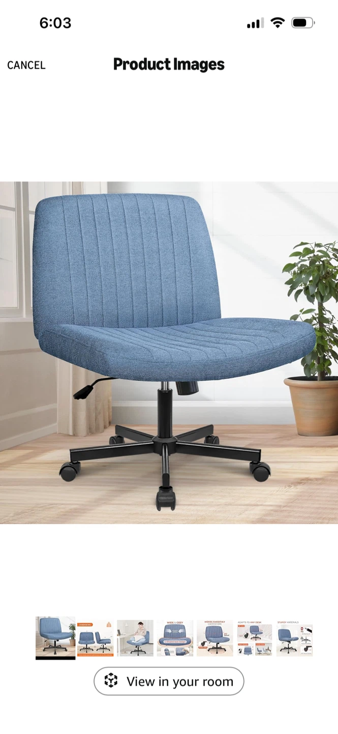 Blue Fabric Office Chair - photo 2