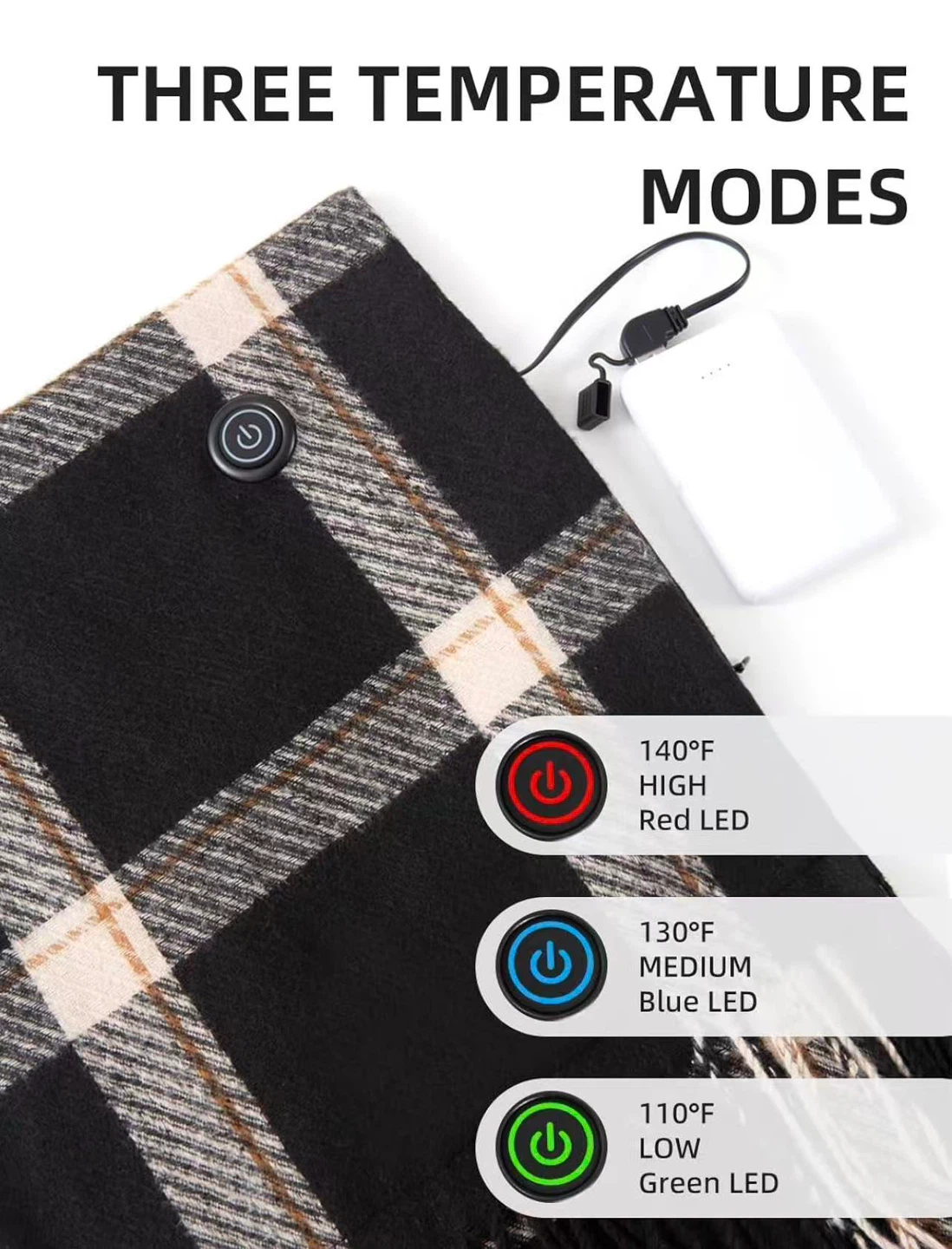 Soft Heated Scarf with 5000mAh Battery Pack - photo 2