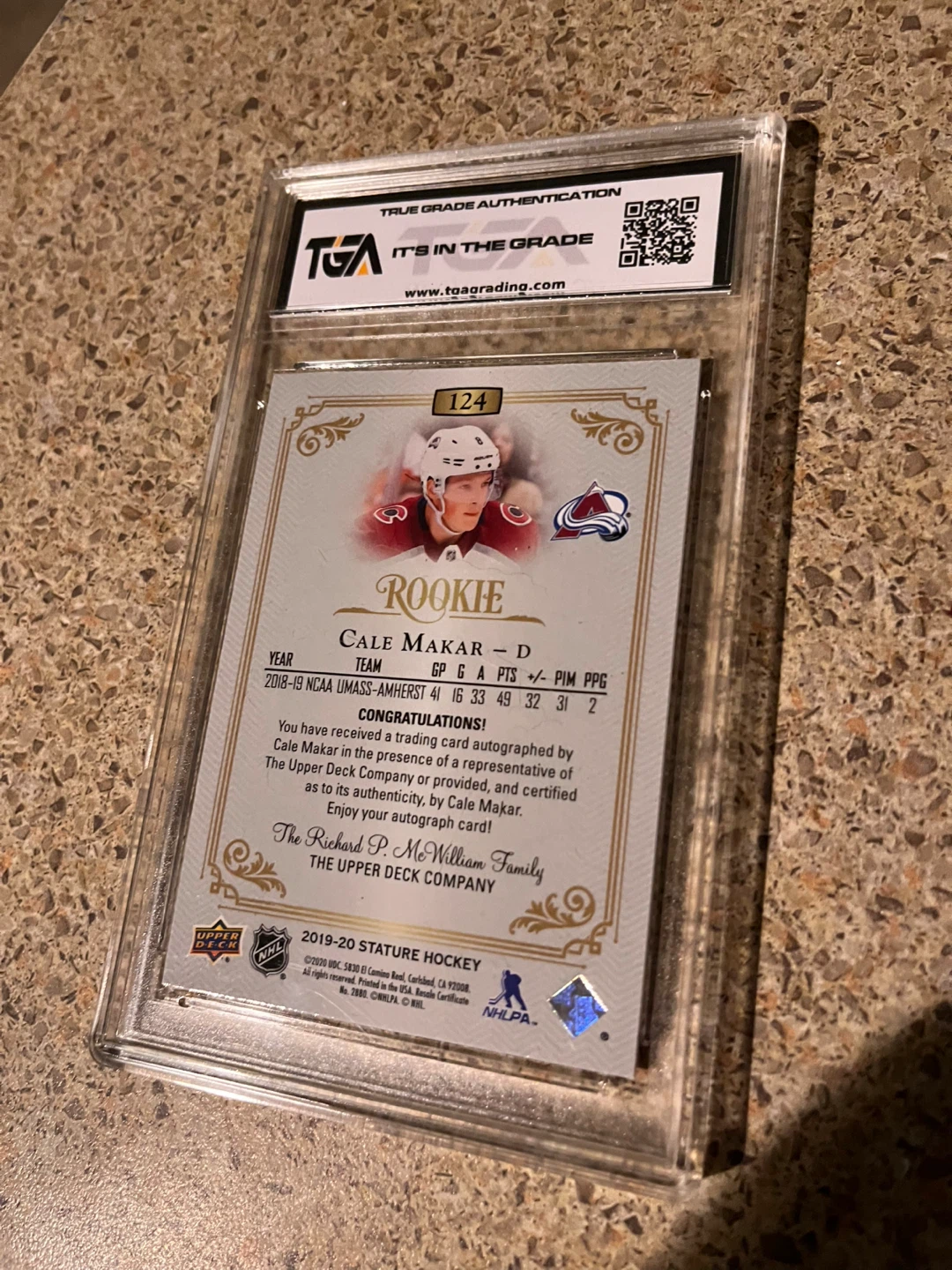 Cale Makar 2019 Upper Deck Rookie Autographed Hockey Card - photo 2