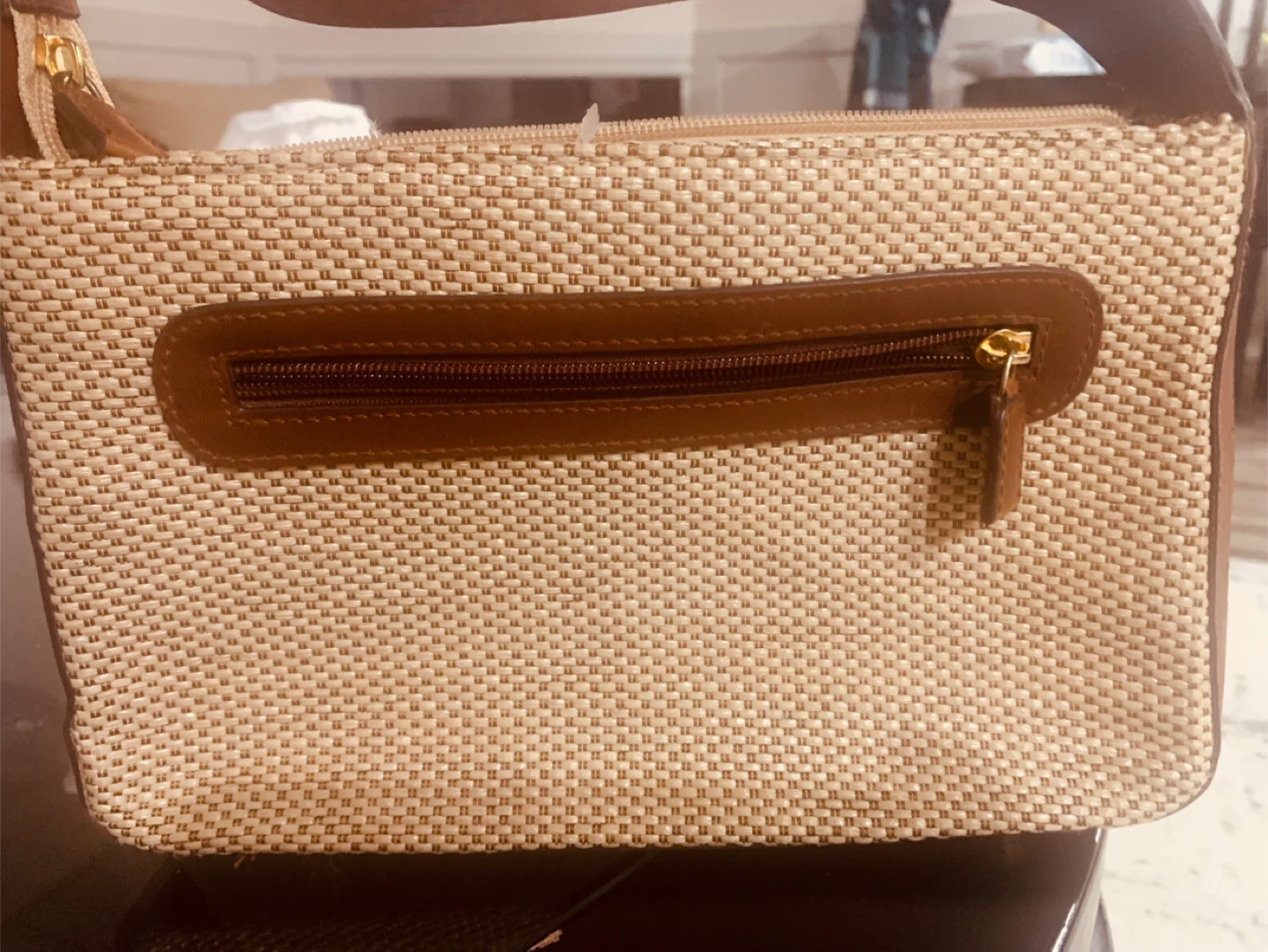 Landau Collection Straw and Leather Handbag