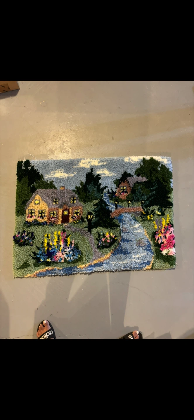 Vintage Hook Rug Countryside Scene - photo 2
