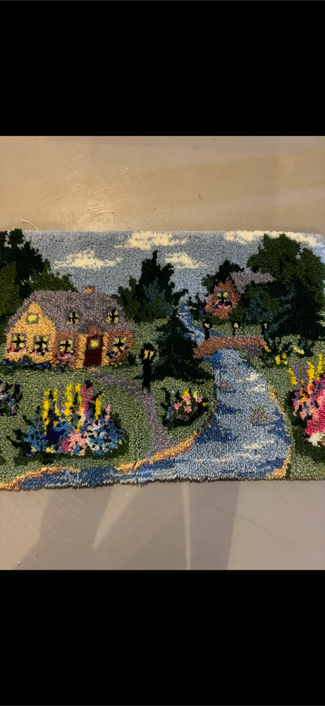 Vintage Hook Rug Countryside Scene - photo 4