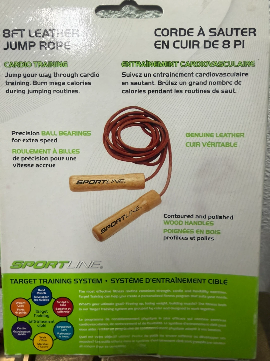 SPORTLINE 8ft Leather Jump Rope with Wood Handles - photo 2
