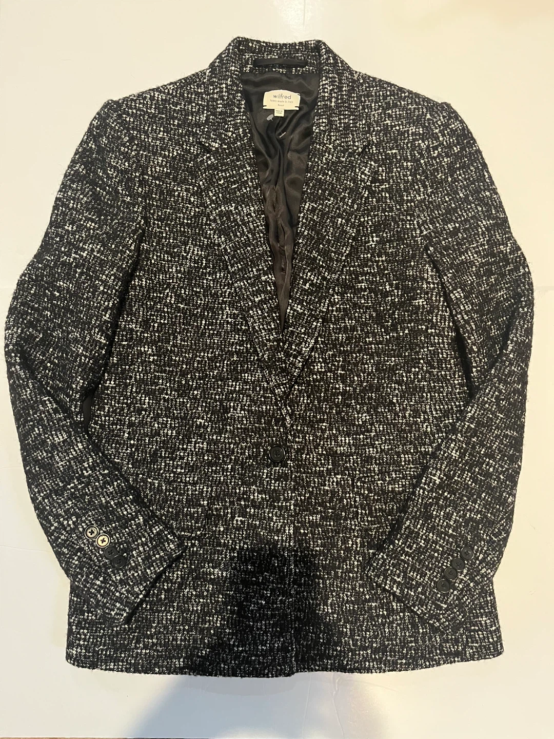 Aritzia Wilfred Black and White Tweed Blazer