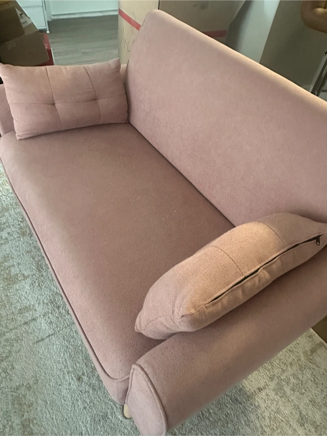 Pink Loveseat Sofa with Accent Pillows - photo 2