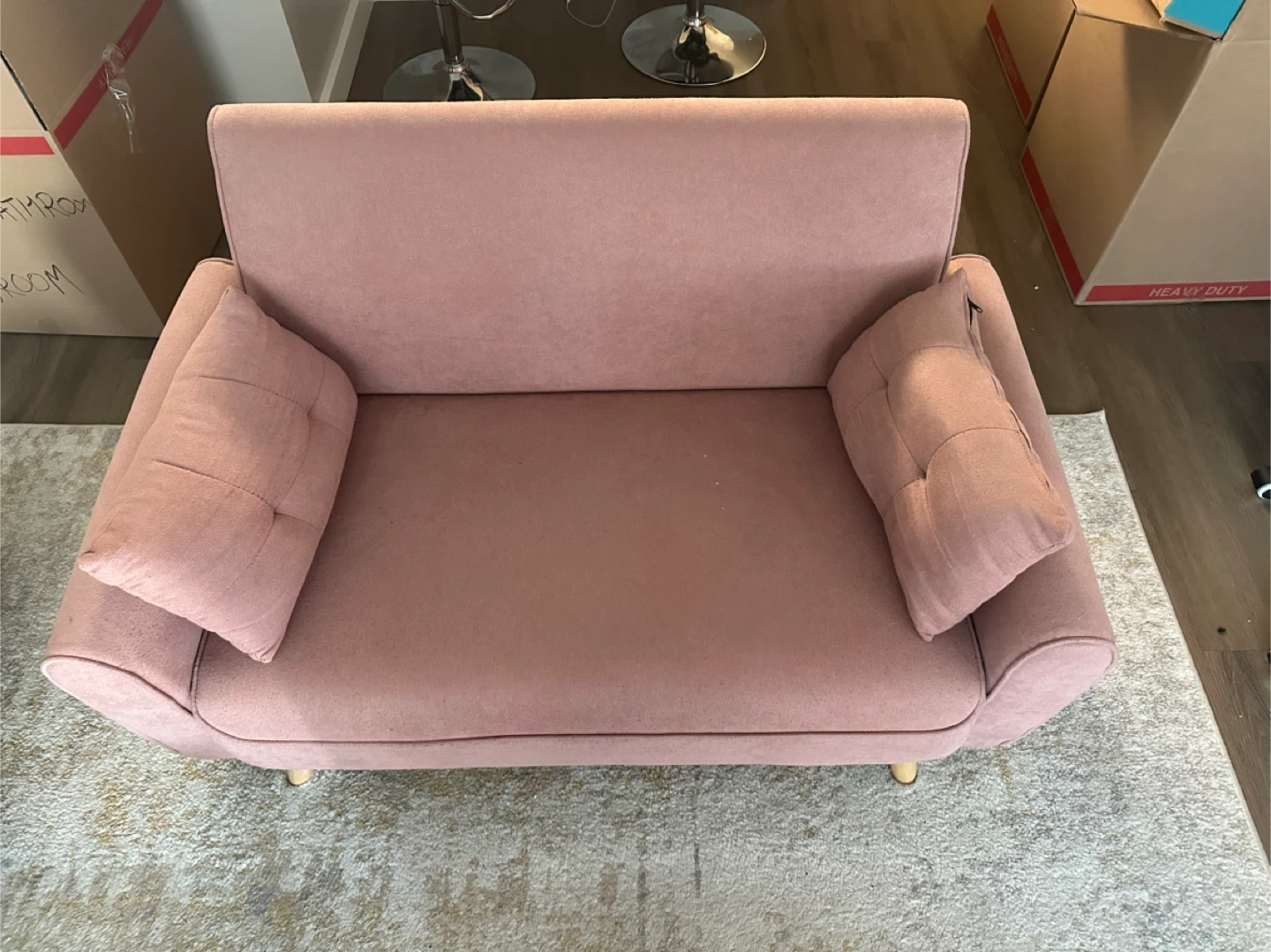 Pink Loveseat Sofa with Accent Pillows - photo 3