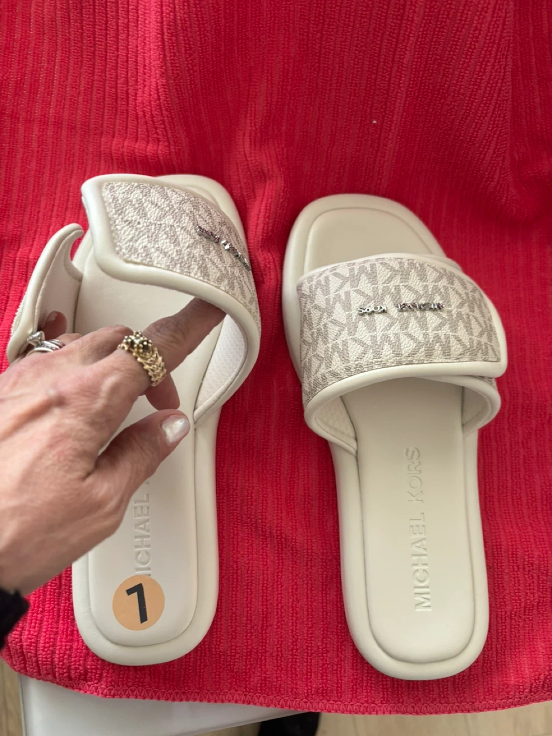 Michael Kors White Monogram Slides - photo 2