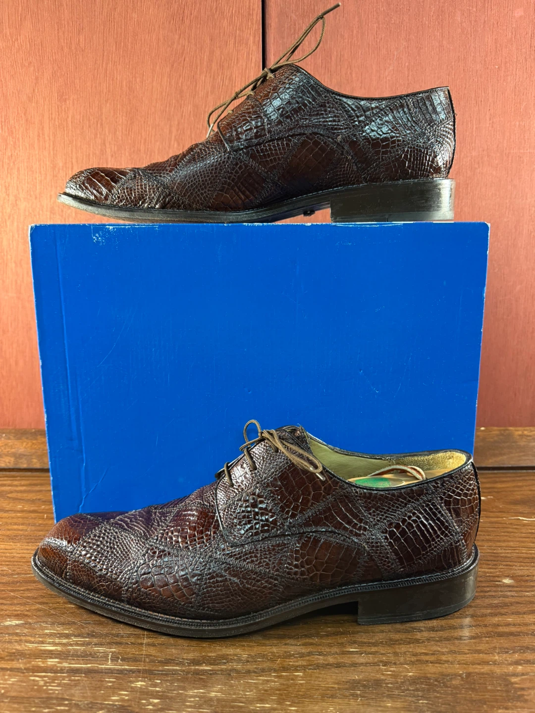 Belvedere Studio Genuine Alligator🐊Men’s Dress Shoes Size US 10