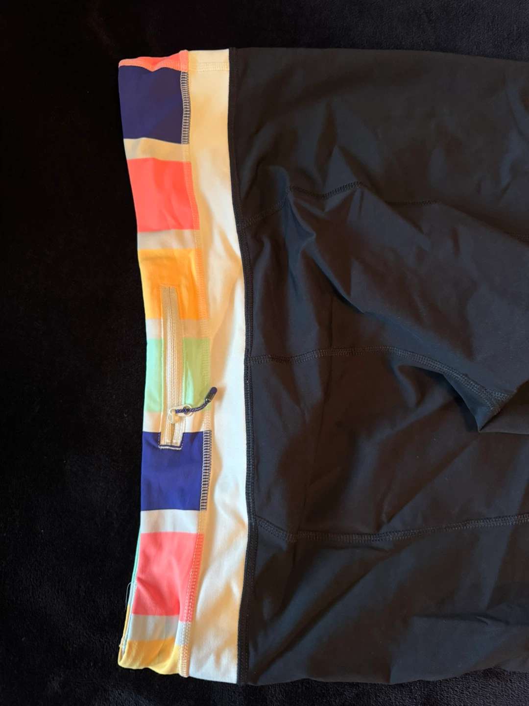 Lululemon Black Crop Leggings with Rainbow Stripe Waistband - photo 5