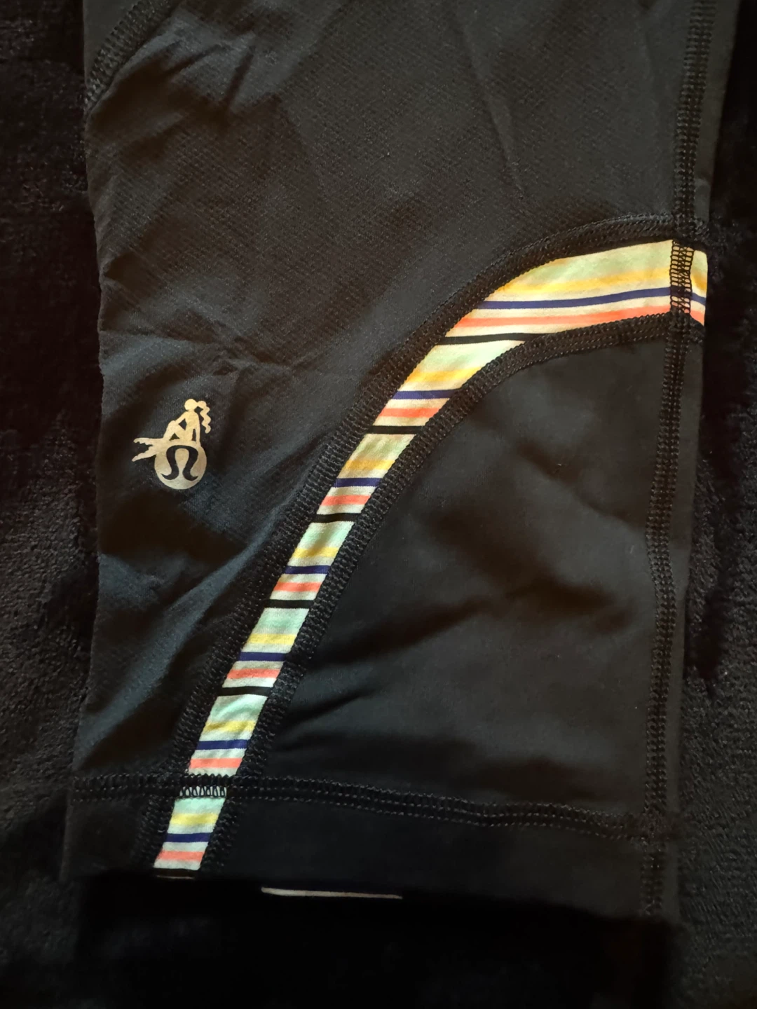 Lululemon Black Crop Leggings with Rainbow Stripe Waistband - photo 3