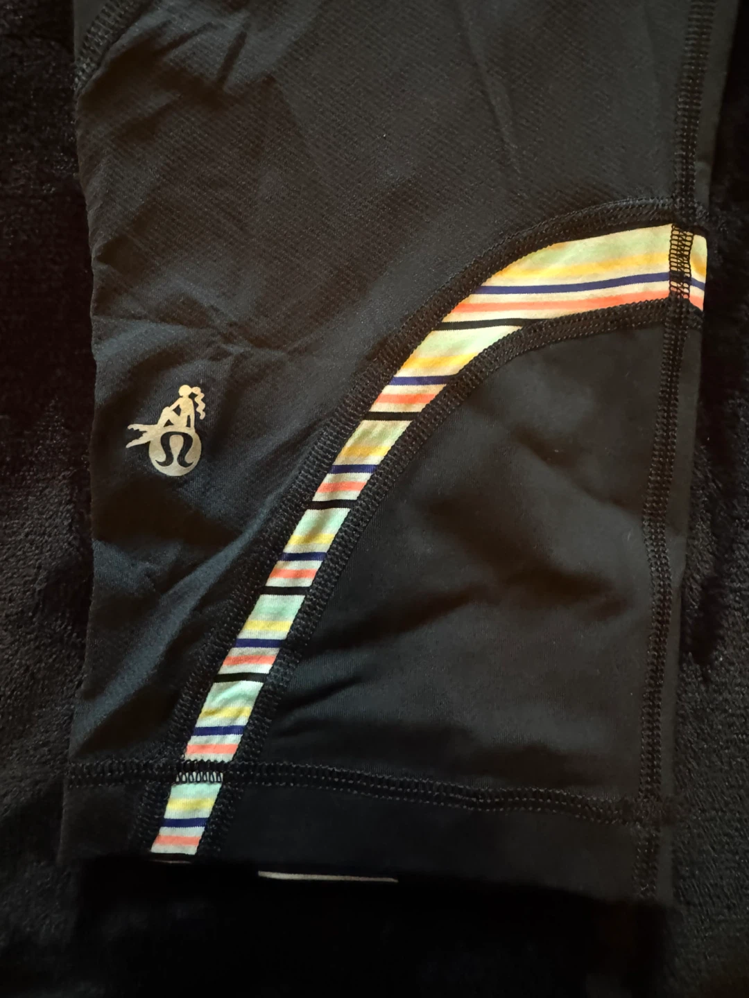 Lululemon Black Crop Leggings with Rainbow Stripe Waistband - photo 4