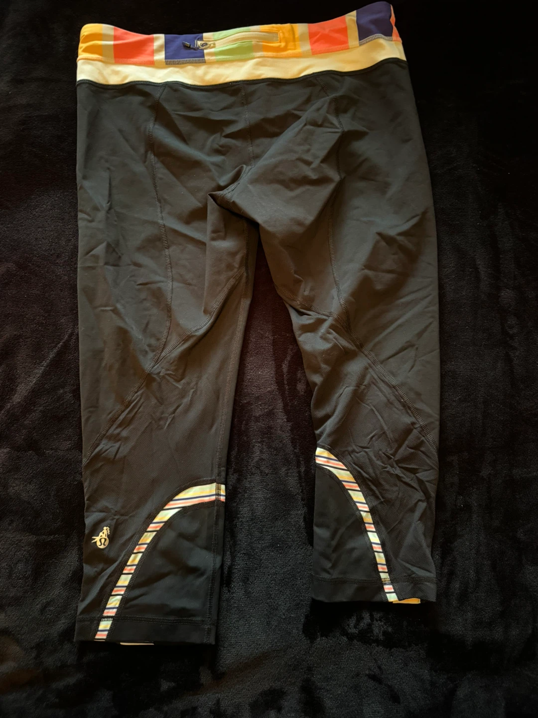 Lululemon Black Crop Leggings with Rainbow Stripe Waistband - photo 2