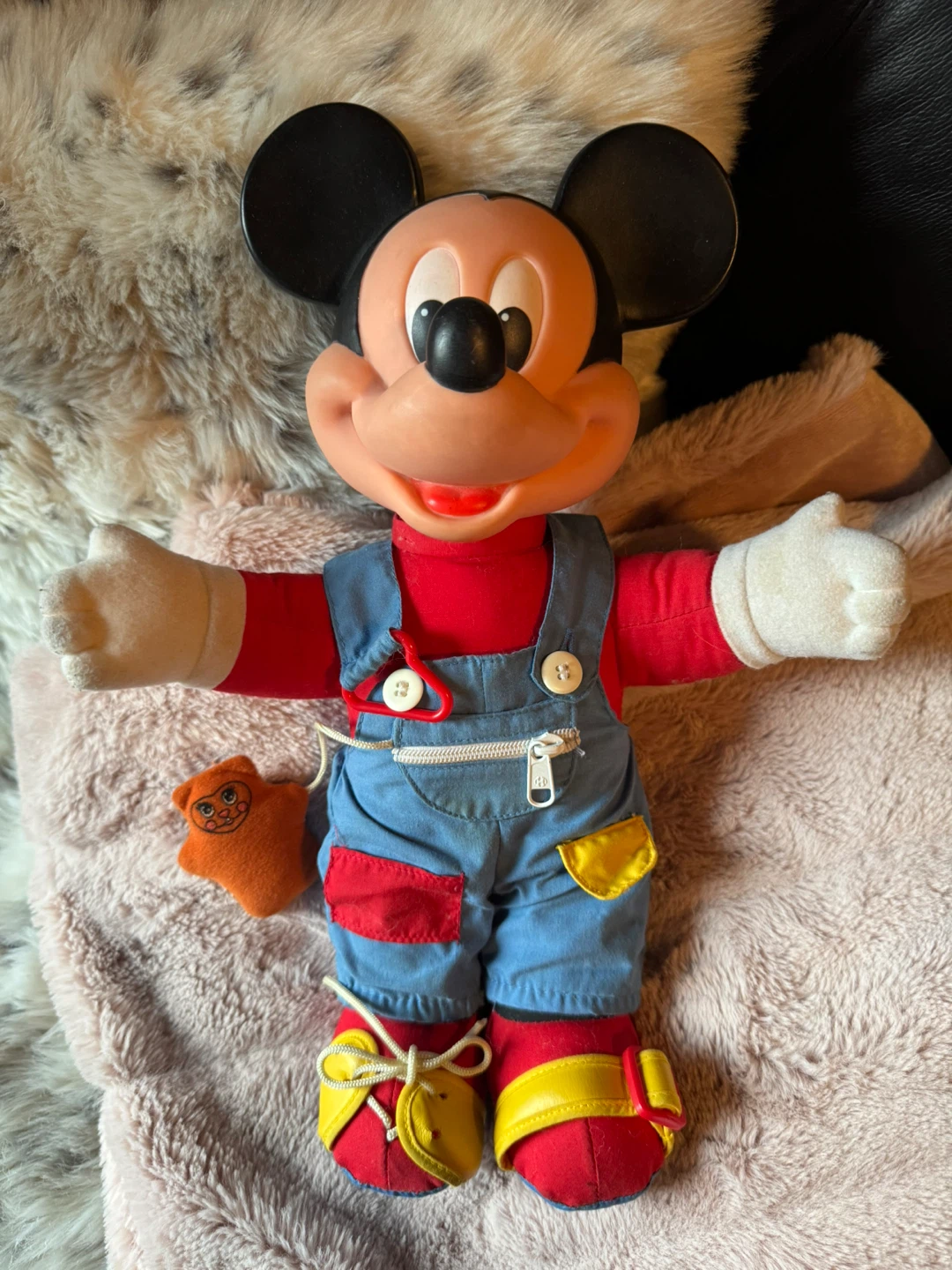 Vintage Disney Mickey Mouse Plush Toy with Overalls