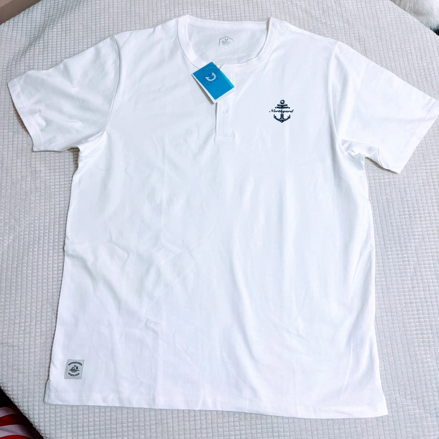 Northyard White 100% Cotton Henley T-Shirt - photo 3