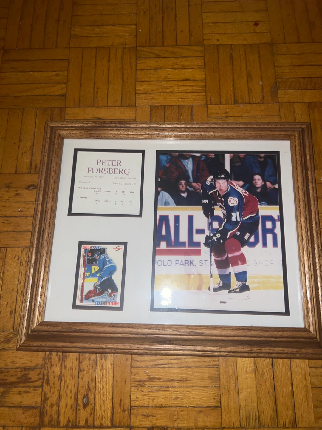 Framed Peter Forsberg Hockey Photo and Card