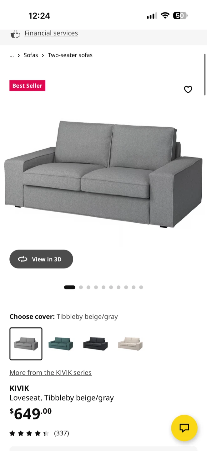 IKEA KIVIK Loveseat - Tibbleby Beige/Gray - photo 5