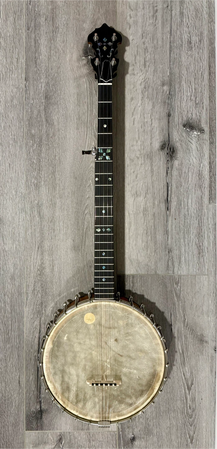 ‼️ Open style banjo with mother-of-pearl inlays