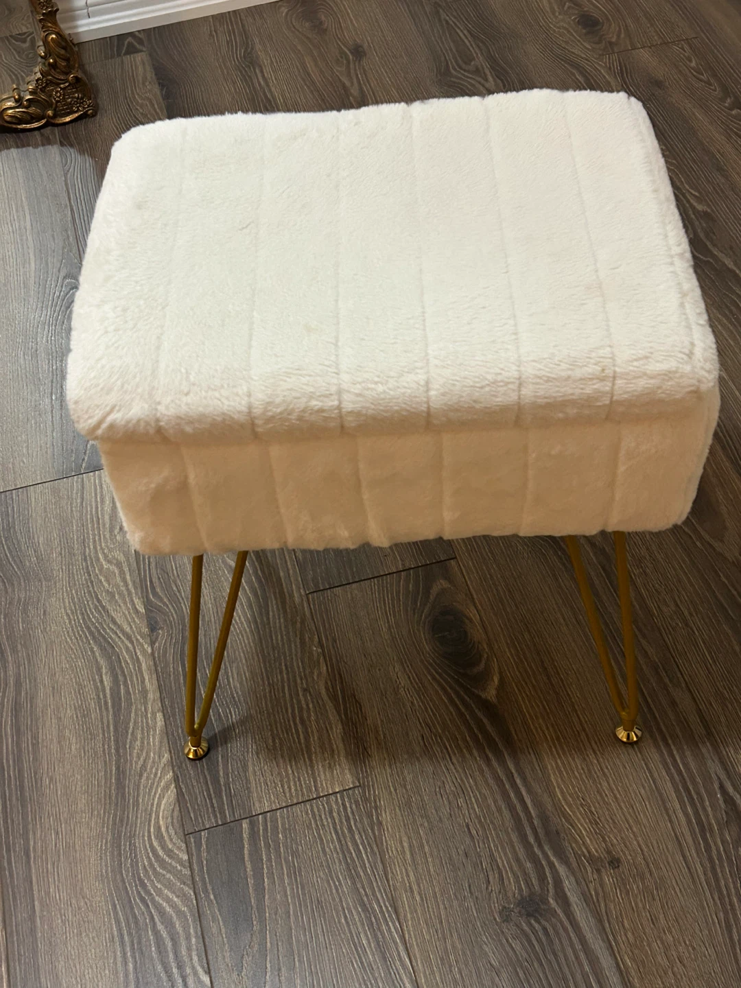 Faux Fur Storage Ottoman Stool