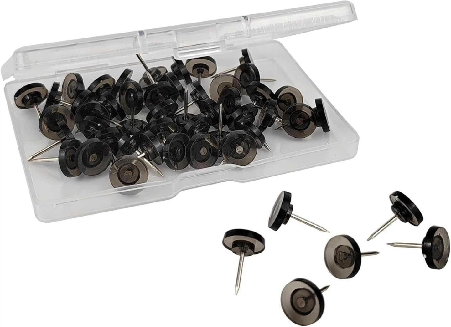 Black Round Head Push Pins with Case