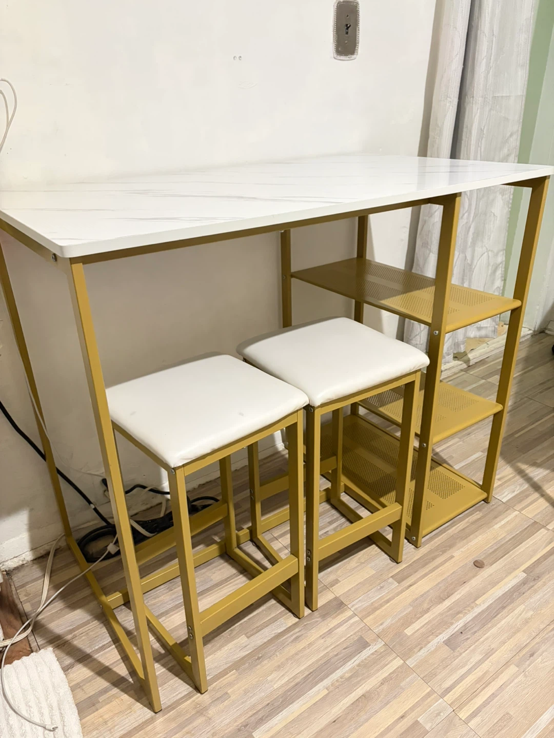 Marble Top Bar Table with 2 Stools - photo 3
