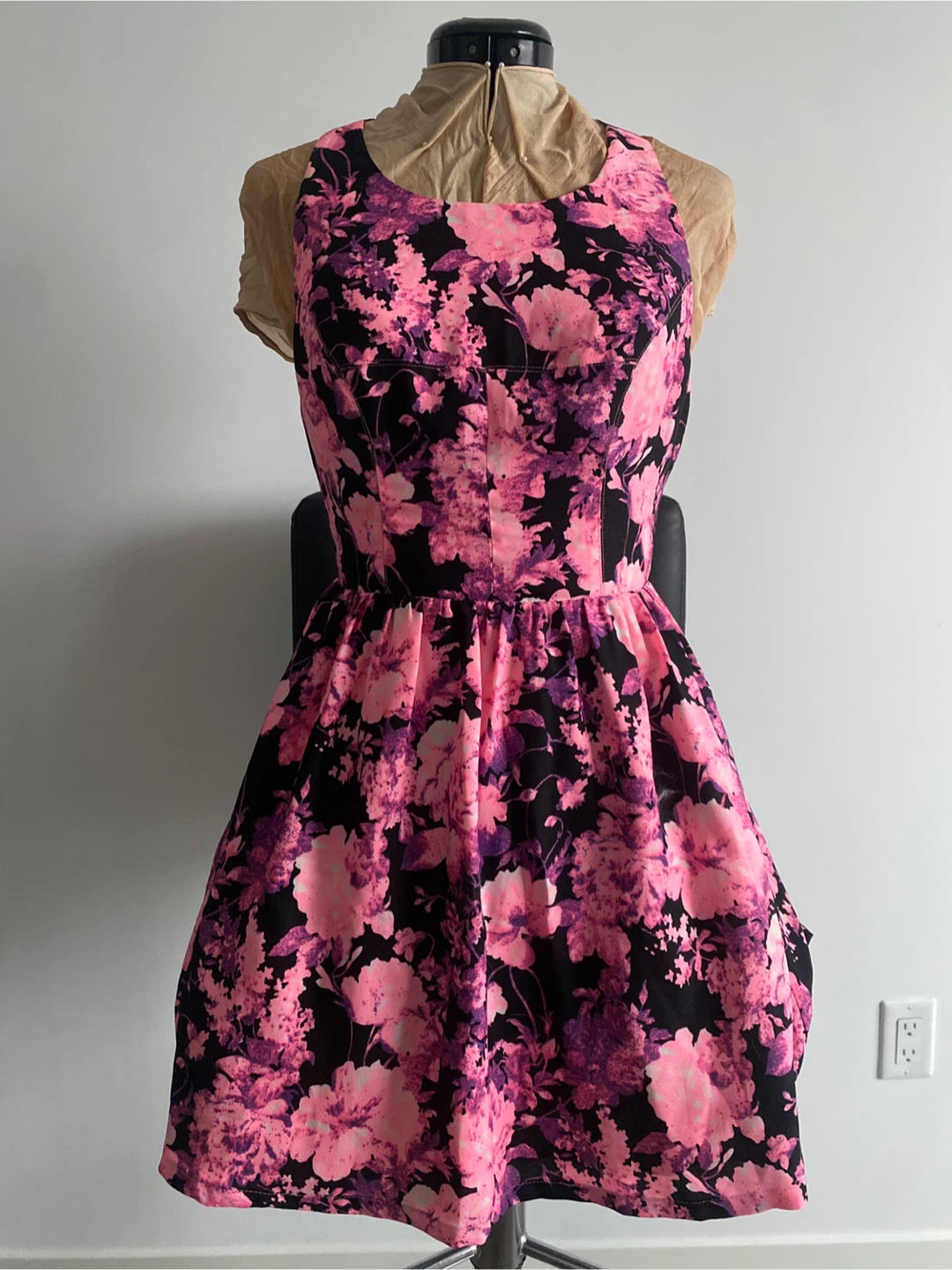 Ark & Co neon floral dress with cut out back