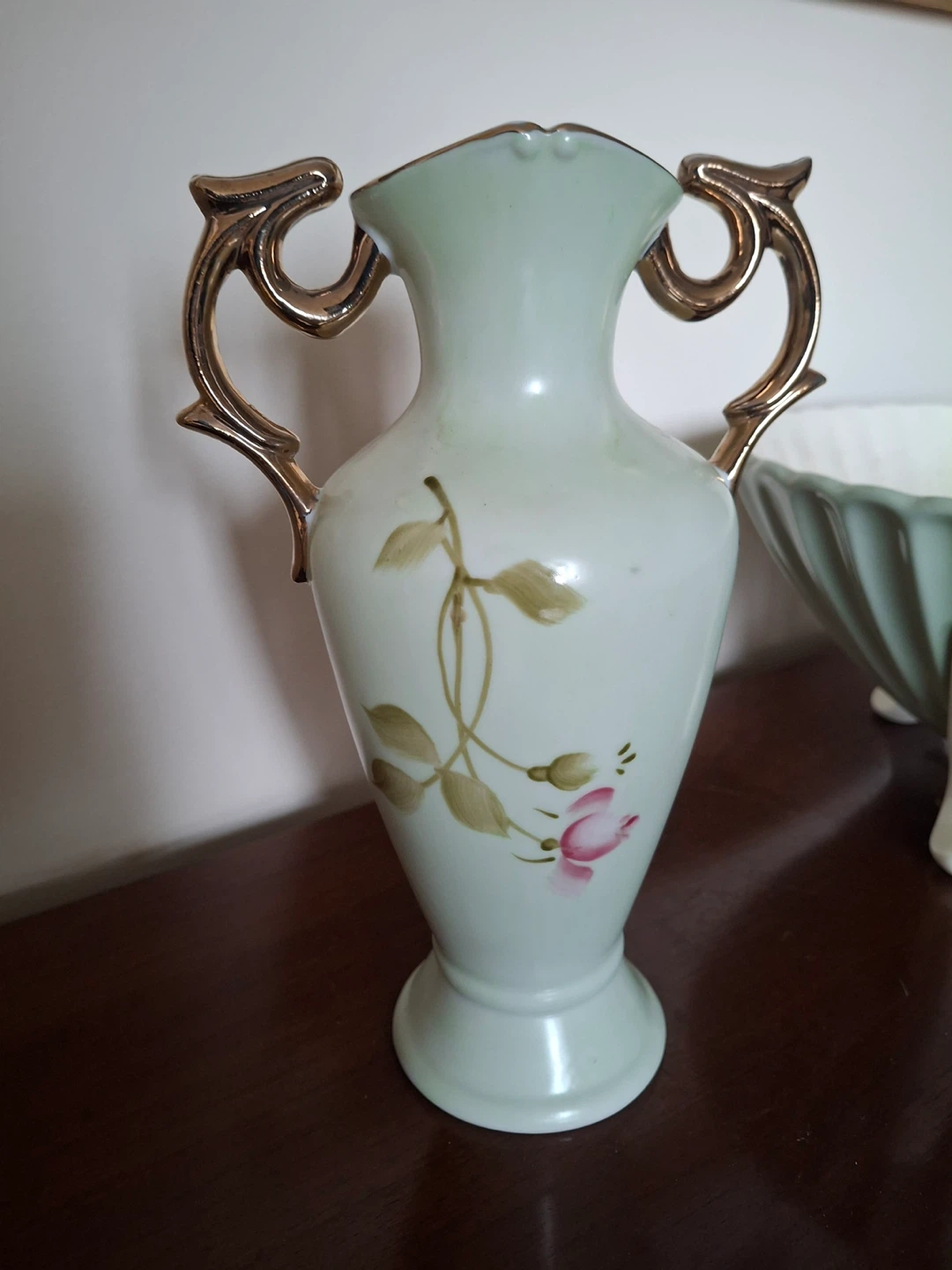 Vintage Lefton China hand painted vase - Heritage Rose design - photo 2