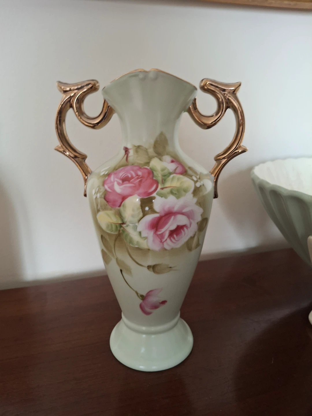 Vintage Lefton China hand painted vase - Heritage Rose design