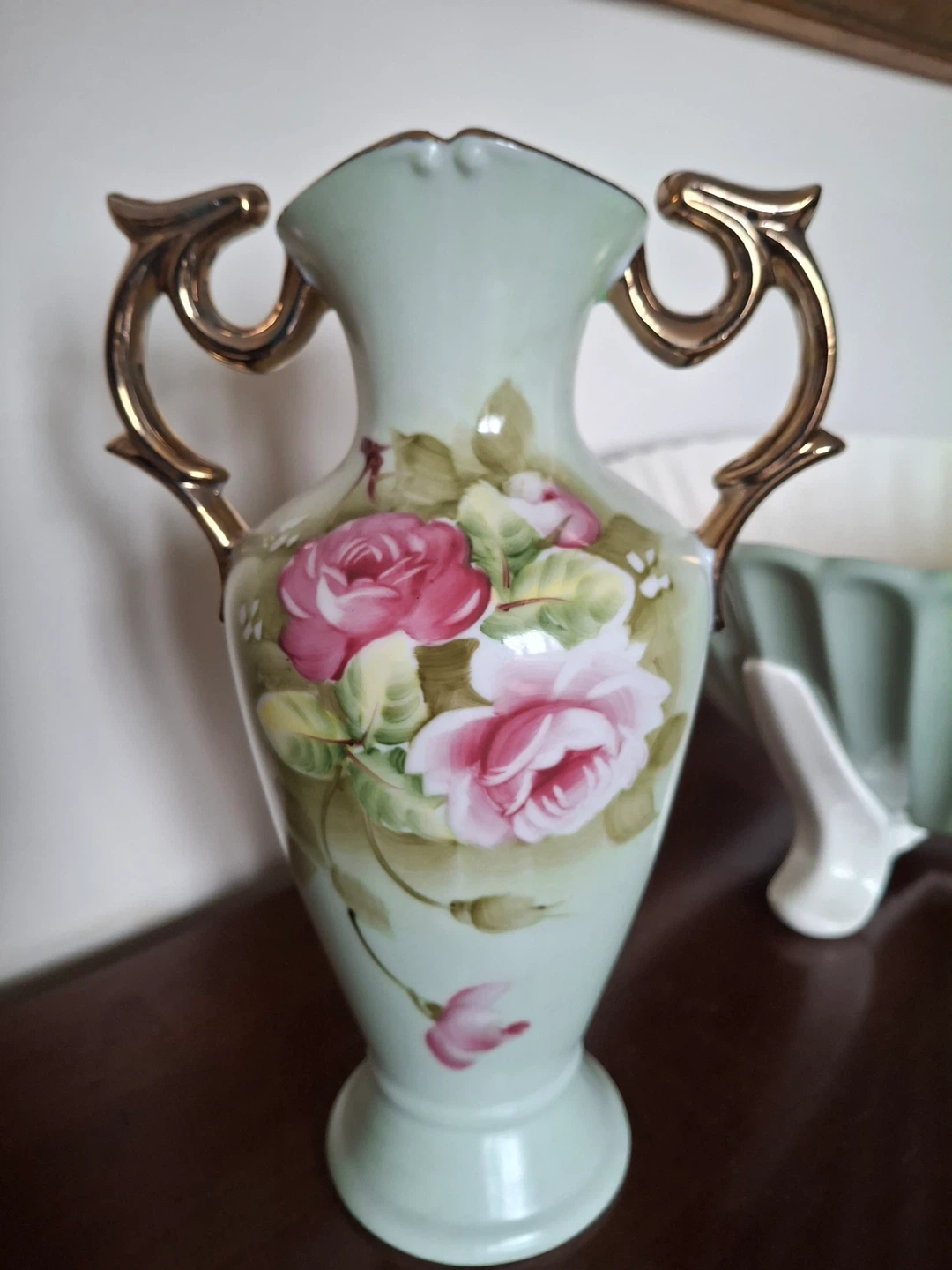 Vintage Lefton China hand painted vase - Heritage Rose design - photo 3