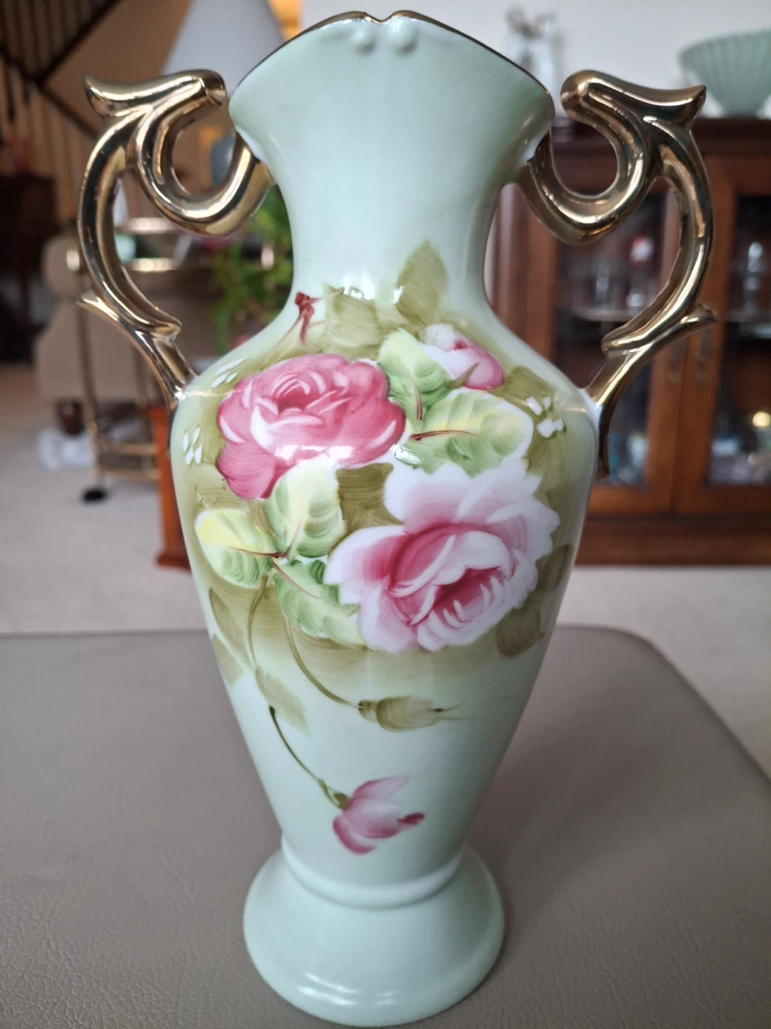 Vintage Lefton China hand painted vase - Heritage Rose design - photo 4
