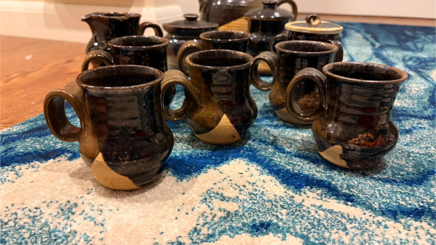 Handmade Pottery Teapot and Mug Set - photo 2