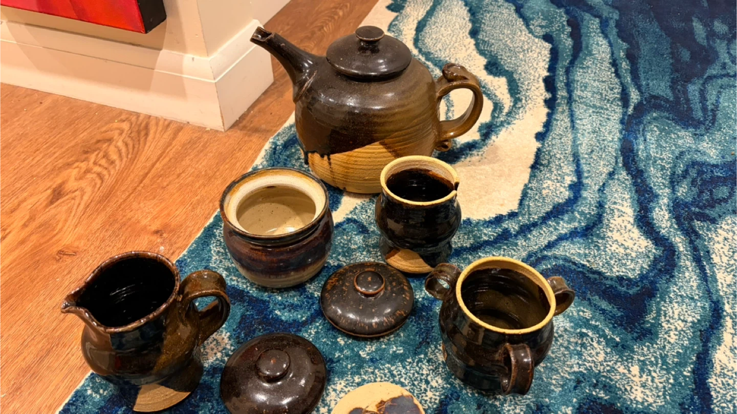 Handmade Pottery Teapot and Mug Set - photo 4