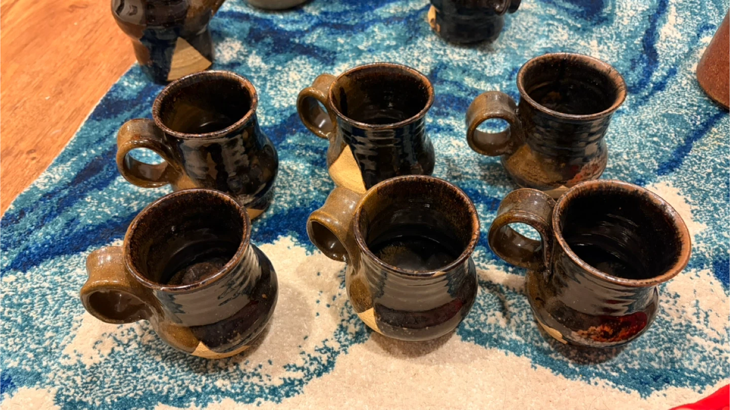 Handmade Pottery Teapot and Mug Set - photo 3