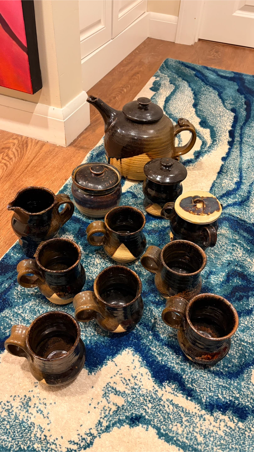 Handmade Pottery Teapot and Mug Set