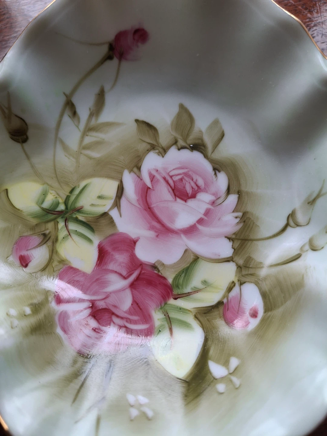 Vintage Lefton China hand painted dish- Heritage Rose design - photo 2
