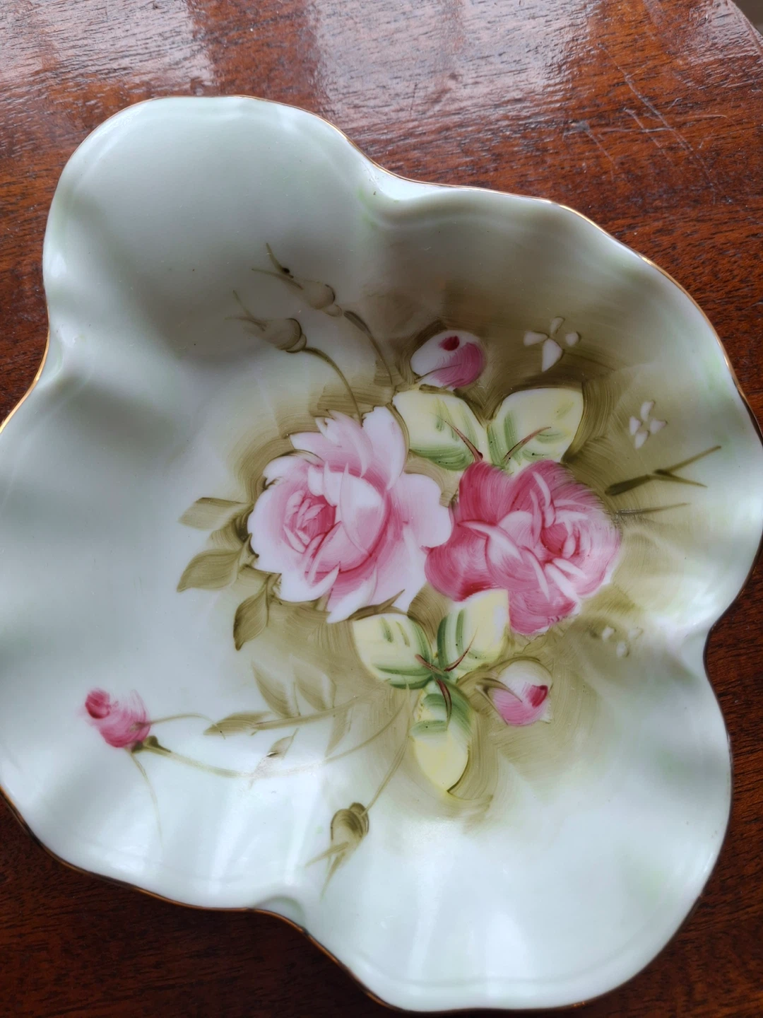 Vintage Lefton China hand painted dish- Heritage Rose design - photo 3