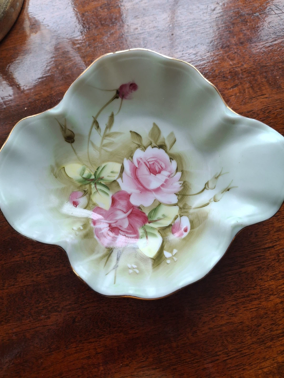 Vintage Lefton China hand painted dish- Heritage Rose design - photo 4