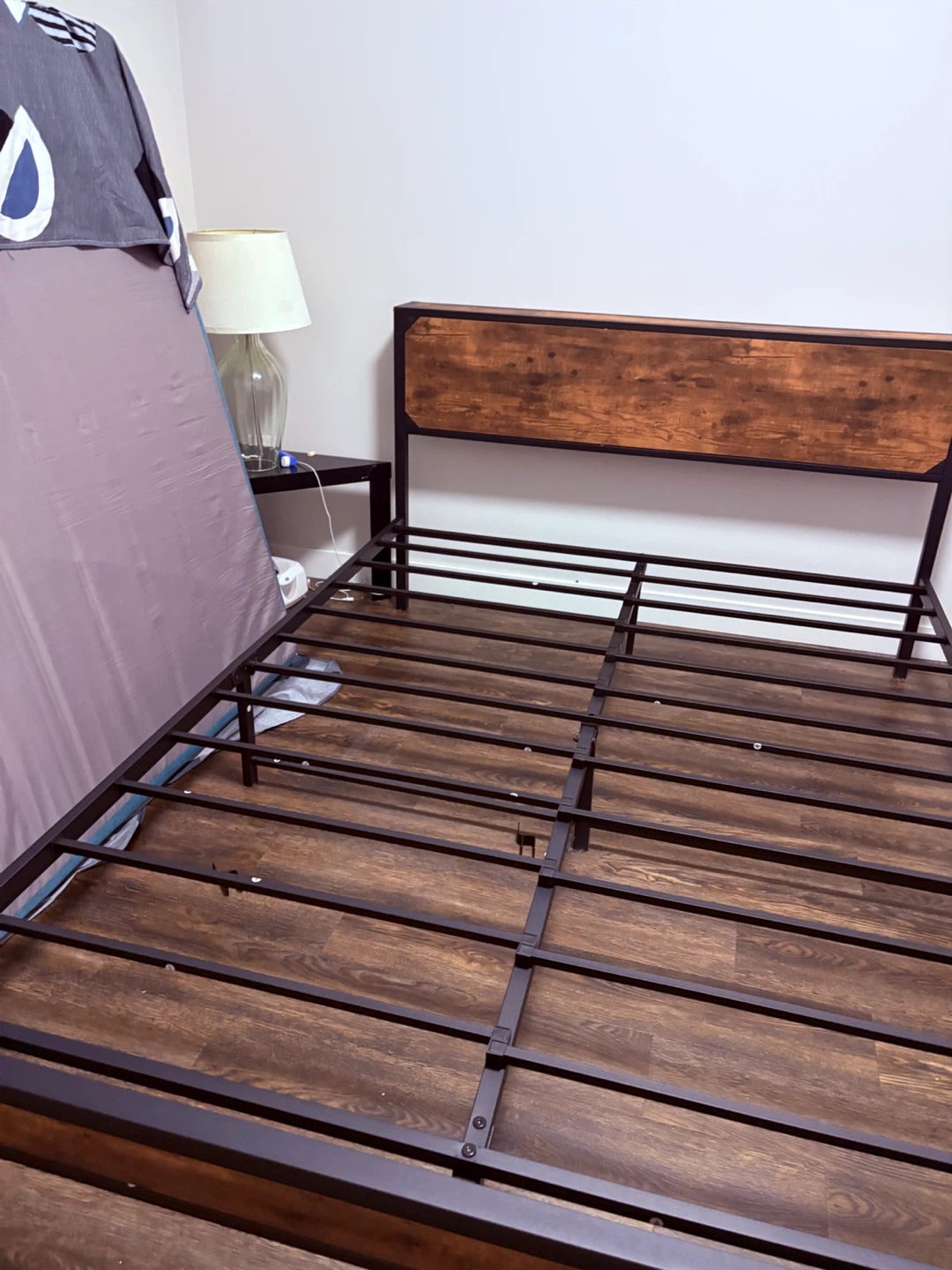 Queen Bed Frame with Wood Headboard - photo 2