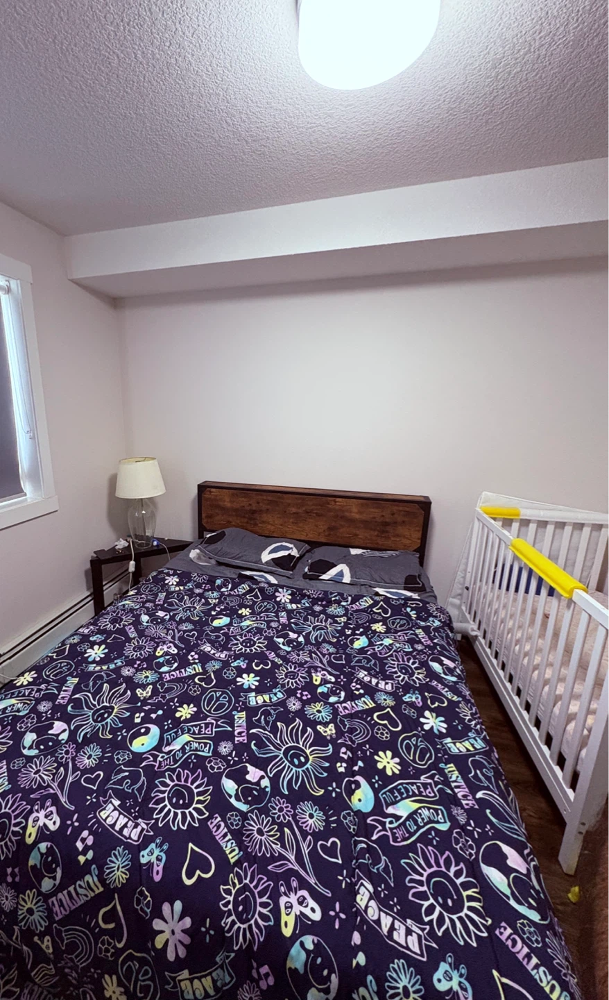Queen Bed Frame with Wood Headboard