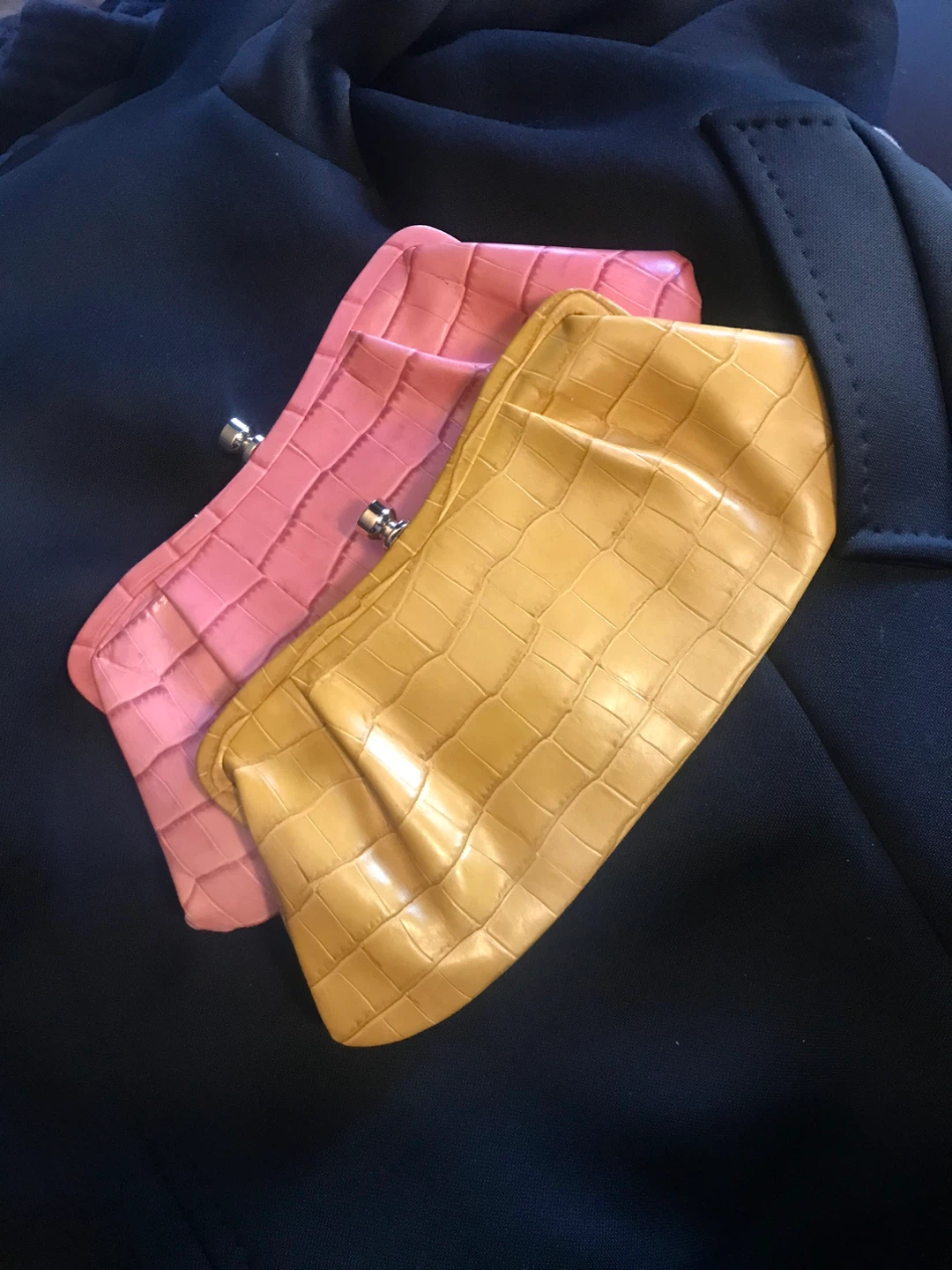 Banana Republic Croc Embossed Clutch Set - Pink & Orange - photo 5
