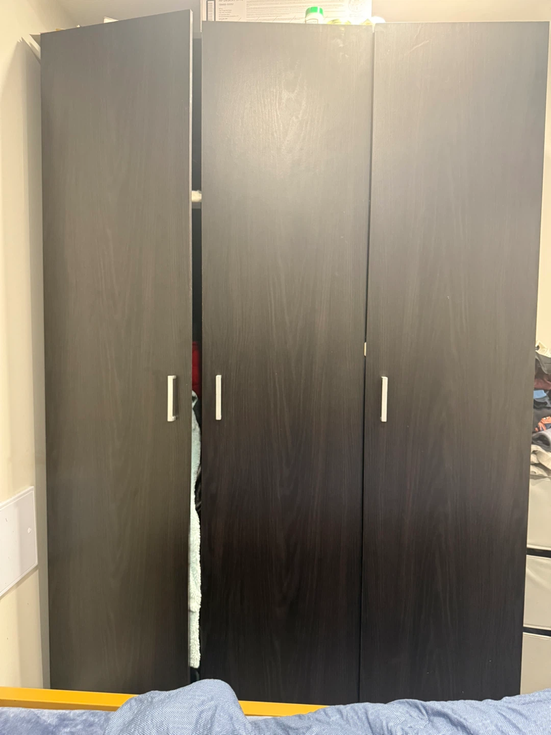 Dark Wood 3-Door Wardrobe