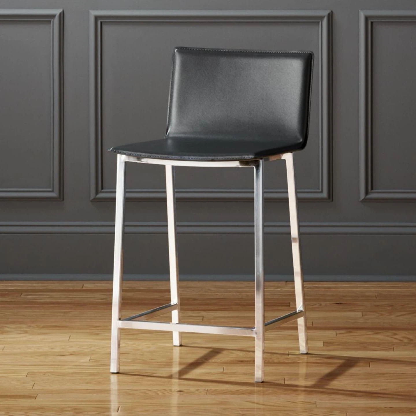 CB2 Grey Leather Bar Stool