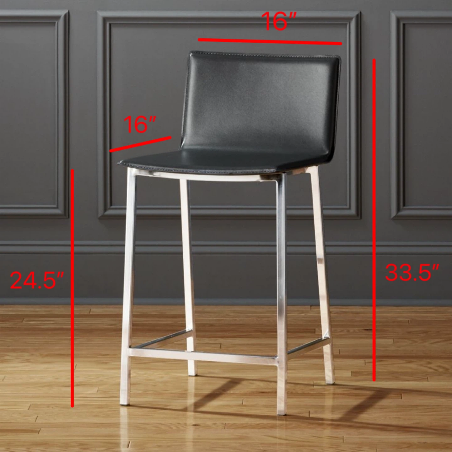 CB2 Grey Leather Bar Stool - photo 2