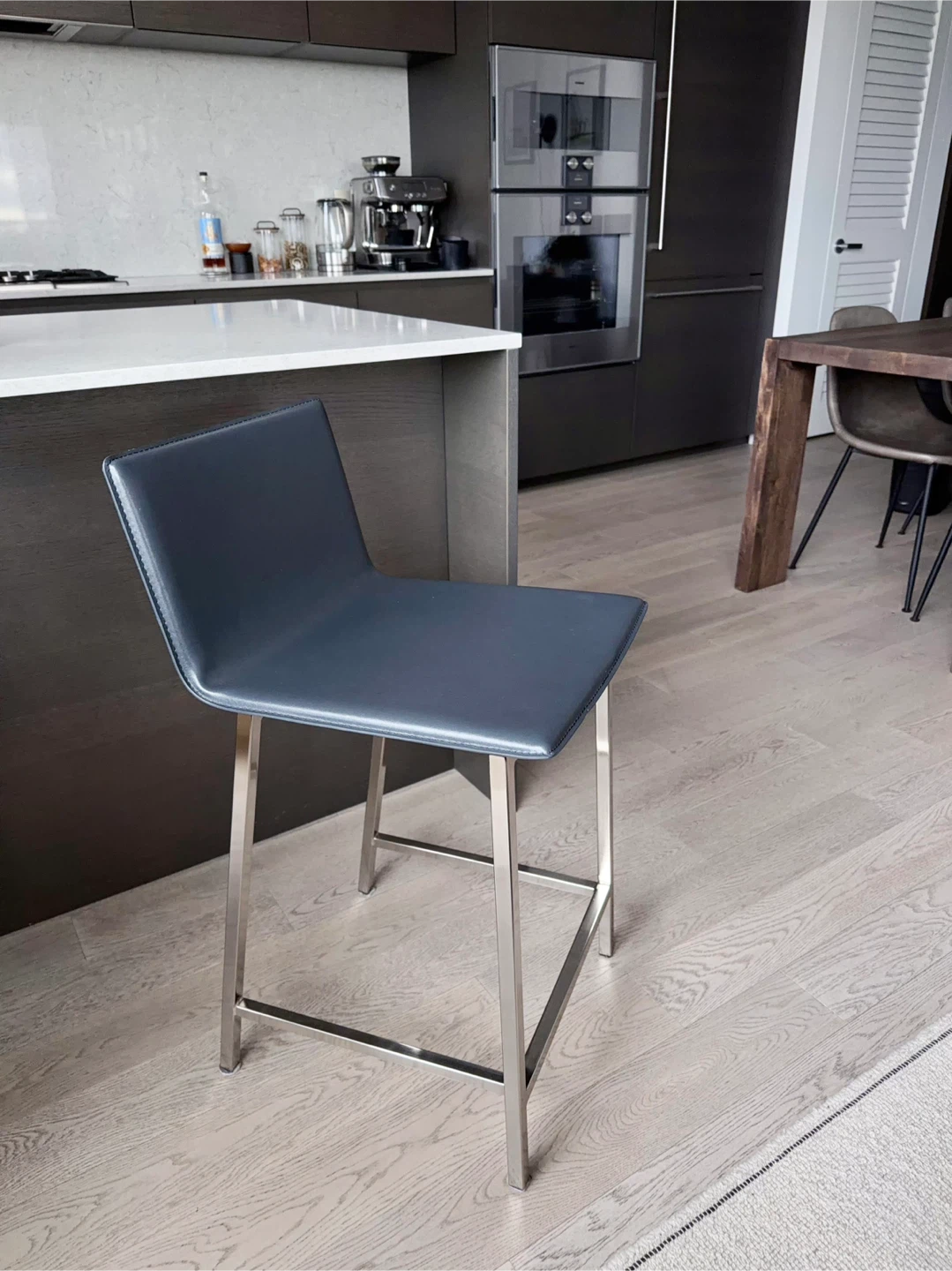 CB2 Grey Leather Bar Stool - photo 5
