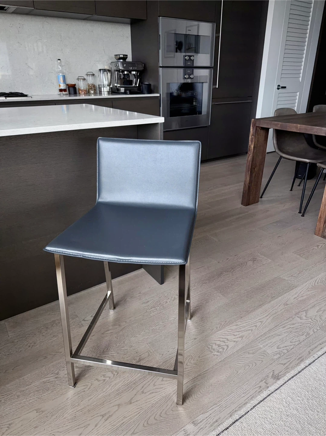CB2 Grey Leather Bar Stool - photo 4