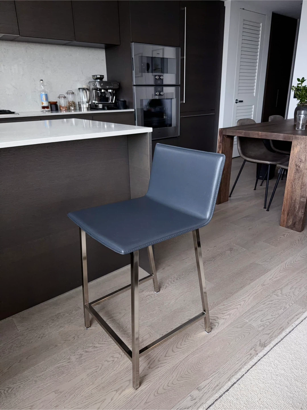 CB2 Grey Leather Bar Stool - photo 3