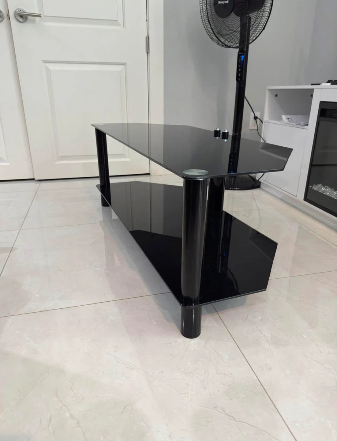 Black Glass 2-Tier TV Stand - photo 2